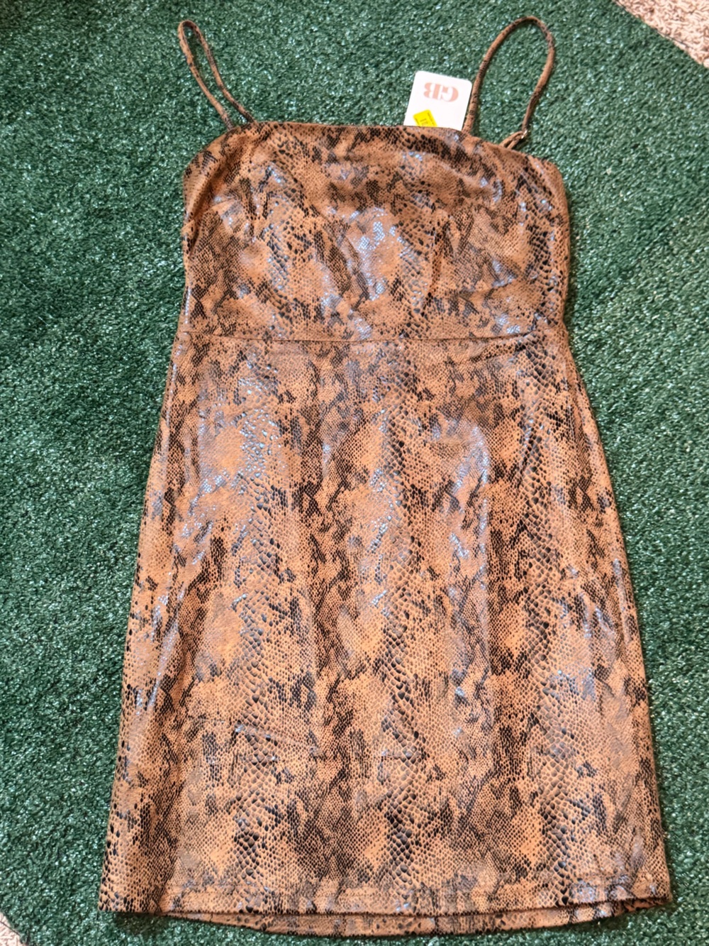 GB Brown Snake-Print Slip Mini Dress